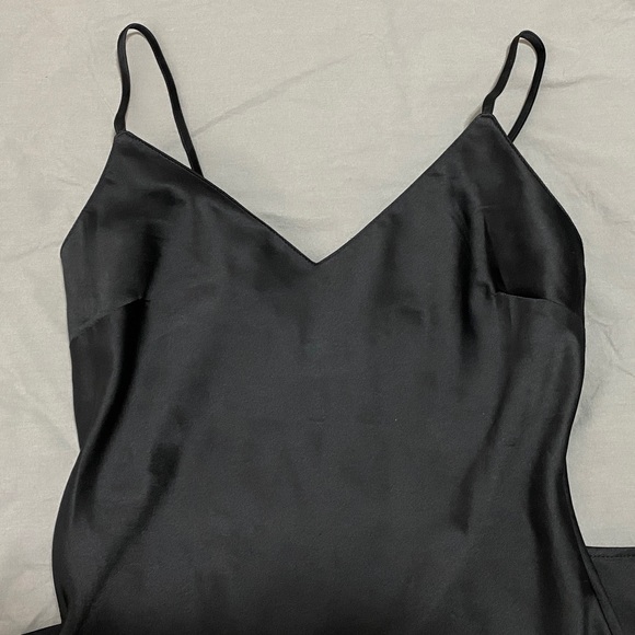 Dynamite Black Satin Midi Slip Dress - Picture 3 of 9